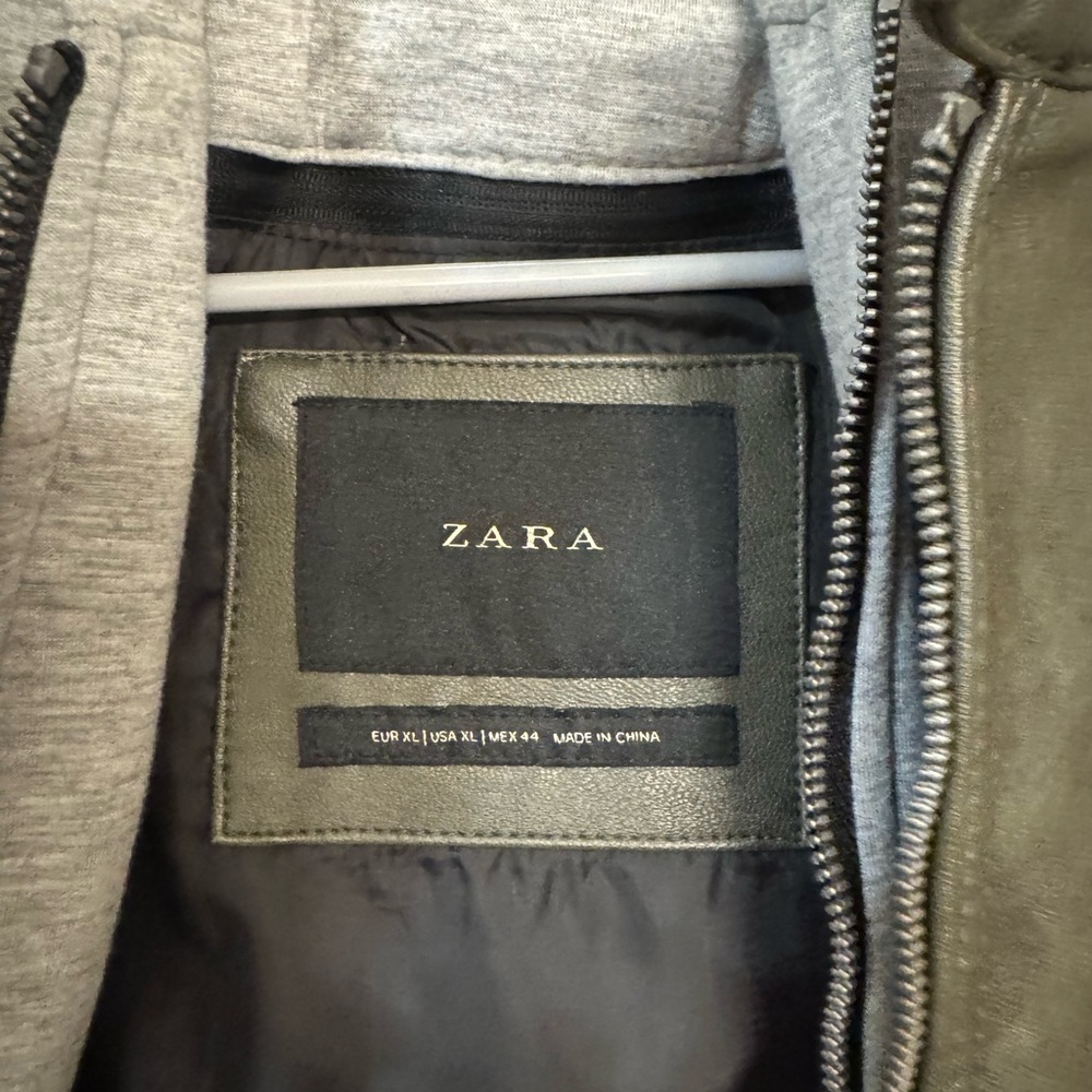 Faux Leather Jacket w/ Removable Hoodie - Picture 3 of 4